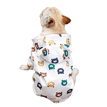 Imagem de Capa de chuva para cachorro verão à prova d'água com capuz à prova de vento com furo de colar leve confortável poncho respirável, branco, FB(peito: 62cm)