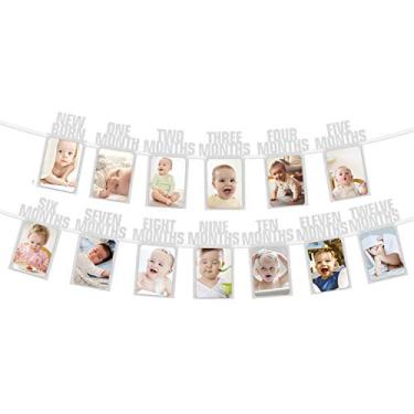Imagem de (Silver) - LINGPAR 1st Birthday Baby Photo Banner - Perfect 1 - 12 Month Photo Prop Garland Bunting Baby Shower Party Decoration Glitter Silver