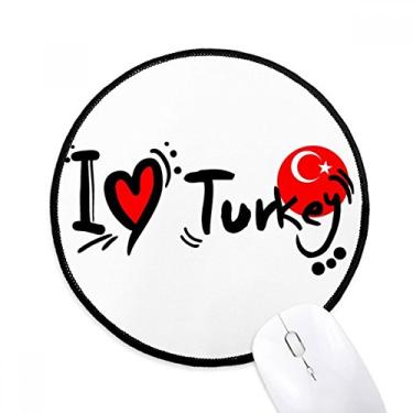 Imagem de DIYthinker I Love Turkey World Flag Heart Mouse Pad Desktop Office Tapete redondo para computador