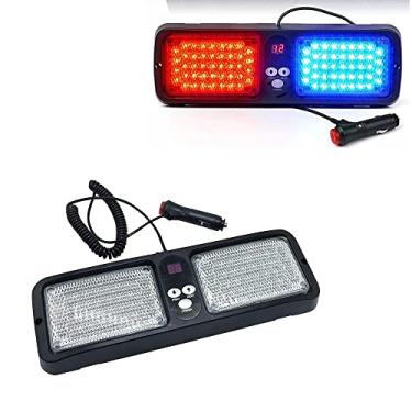Imagem de Carro Caminhão Vermelho Azul 86 LED Para-brisa Proteção Solar Perigo Emergência Aviso Luz Piscante Polícia Luzes Estroboscópicas Painel Viseira DC 12V 12 Modos de Flash para Veículo de Aplicação