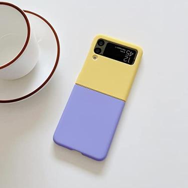 Imagem de Capa de telefone com contraste de cores doces para Samsung Galaxy Z Flip 3 ZFlip3 Capa de silicone macia ultrafina à prova de choque, amarelo roxo, para Samsung Z Flip 3