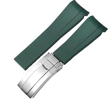 Imagem de AEMALL para Rolex Pulseira de relógio de borracha masculina ditongna verde água fantasma mergulhador verde silicone 20mm 21mm pulseira de relógio (cor: verde-prata, tamanho: 21mm)