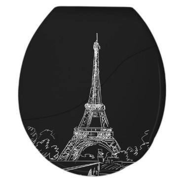 Imagem de Assento Vaso Sanitário Oval Almofadado Preto Decorado Durin