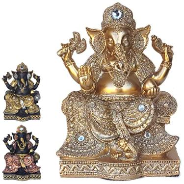 Imagem de King Ganesha Hindu Deus Sorte Prosperidade Sabedoria Resina Estatua Decorativa Rei (gaB163C)