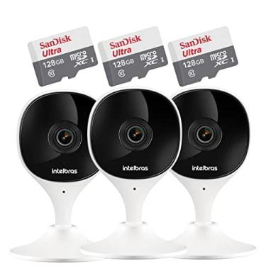 Imagem de 3 Câmeras Ip Wi-fi IMX C Intelbras Branca + 3 Cartões microSD 128GB Ultra