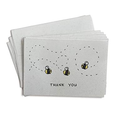 Imagem de Cartões de agradecimento Fuzzy Buzzy Bee – 24 cartões de agradecimento de abelha com envelopes – Cartões de notas de abelha em branco para festa de aniversário, chá de bebê, churrasco de verão