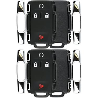 Imagem de Capa KeylessOption com botão de entrada e controle remoto para chave de carro Fob capa externa para GMC Chevy M3N-32337100 (pacote com 2)