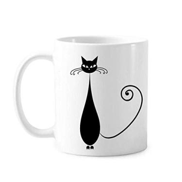 Imagem de Adorável caneca de porcelana de café cerâmica amante de gato preto com desenho de animal