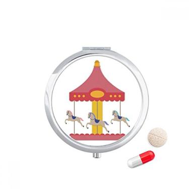 Imagem de Caixa de comprimidos colorida com estampa de parques de museu de carrossel para armazenamento de medicamentos