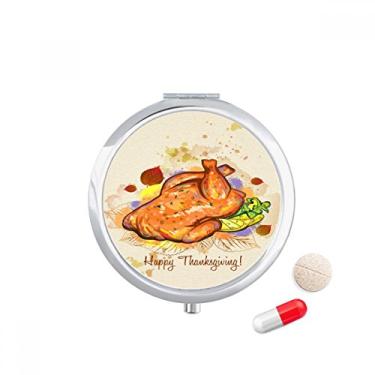Imagem de Caixa de comprimidos com estampa de peru de Dia de Ação de Graças, caixa de armazenamento de medicamentos, recipiente dispensador