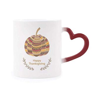 Imagem de Caneca sensível ao calor Happy Thanksgiving Day rosa estampa sensível ao calor vermelha muda de cor