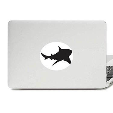 Imagem de Adesivo de notebook com emblema de vinil de tubarão preto oceano biologia peixe
