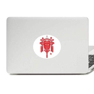 Imagem de Adesivo de notebook com estampa de lanterna tradicional chinesa vermelha com emblema de vinil para laptop
