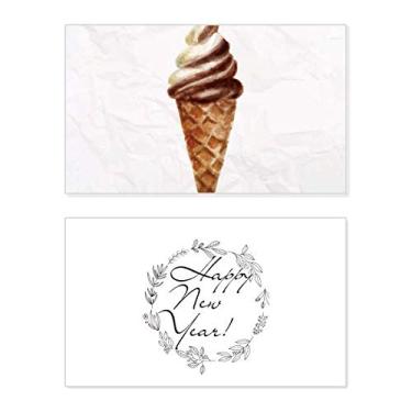 Imagem de Chocolate marrom com estampa de sorvete de ano novo, cartão de felicitações, mensagem de abençoar presente