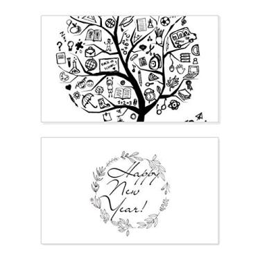 Imagem de Lindo grafite estilo escolar, desenho de árvore, ano novo, festival, cartão de felicitações, mensagem de abençoar presente