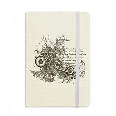 Imagem de Caderno de ilustração com estampa de flores de texto de motocicleta, capa dura de tecido, diário clássico