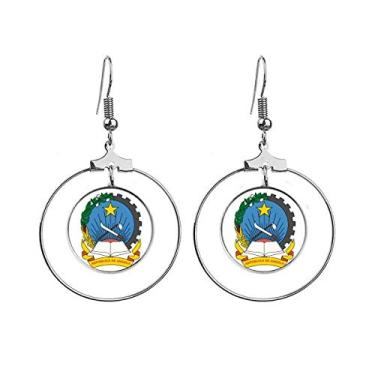 Imagem de Brincos de argola com emblema nacional Luanda Angola pendente joia circular