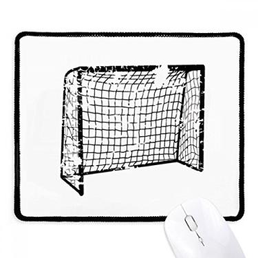 Imagem de Mouse pad preto com padrão de rede para porta de futebol americano com borda costurada, tapete de jogos de borracha