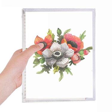 Imagem de Caderno de folhas soltas com pintura de plantas de flores, agenda recarregável
