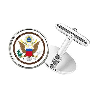 Imagem de DIYthinker Abotoaduras de botão redondo com emblema nacional dos Estados Unidos