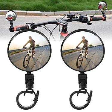 Imagem de 2 unidades de espelhos retrovisores para bicicleta, guiador de bicicleta com rotação de 360 ° ajustável Espelho amplo angular leve para mountain bike, bicicleta de estrada, bicicleta urbana