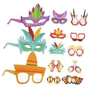 Imagem de Gadpiparty 12 Unidades Óculos de papel Mardi Gras favores de fantasias tropicais adereços de baile copos natal acessório para foto de óculos material de carnaval Desenho animado Presente
