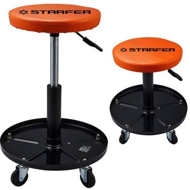 Imagem de Banqueta Banquinho para Mecânico Assento Giratório 100Kg com Rodas - Starfer