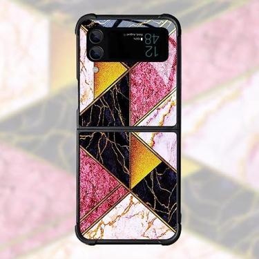 Imagem de Capa de telefone com padrão de pedra de jade verde esmeralda para Samsung Galaxy Z Flip 4 3 5G Filp4 capa de luxo mármore elegante capa à prova de choque, SMF, DLS109, para Galaxy Z Flip3