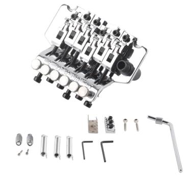 Imagem de de ponte tremolo de balanço duplo, dispositivo estabilizador de mola de guitarra elétrica vibrato duplo compatível com guitarra elétrica estilo ST (prata)