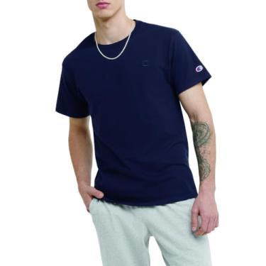 Imagem de Champion Camiseta masculina clássica unissex de algodão para homens e mulheres, camiseta clássica (regular ou grande e alto), Azul marino, M