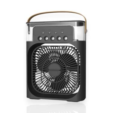 Imagem de Ventilador Portátil De Mesa Silencioso 3 Velocidades, Umidificador, Climatizador LED - 5V (Preto)