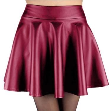 Imagem de Saias femininas cintura saia curta patinadora na altura do joelho, Vermelho, M