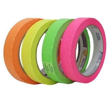 Imagem de Kit De Fita Crepe Neon Colorida Com 4 Cores De 18mm X 30m