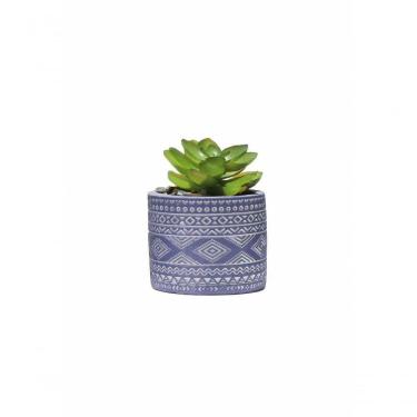 Imagem de Vaso Em Cimento Com Suculenta Planta Artificial Cachepot Cor:azul