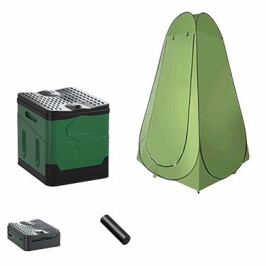 Imagem de Kit de banheiro portátil 2 em 1, comadre, banheiro de privacidade com barraca de privacidade pop-up, banheiro dobrável de emergência ao ar livre para trailer, camping, viagens (verde)