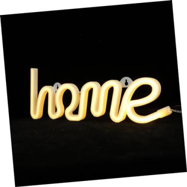 Imagem de HEMOTON Decoração De Iluminação Em Casa Luz De Cabeceira Sinal De Luz Led Luz Neon Sinal De Casa Iluminado Sinais De Barra De Néon Led Illus Branco Acender Área De Trabalho Pc