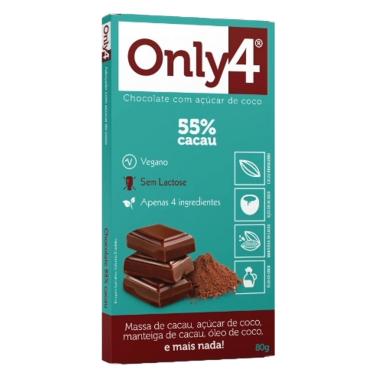 Imagem de Chocolate 55% Cacau Sem Lactose Vegano Only4 80g