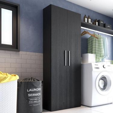 Imagem de Armário Multiuso 2 Portas 5 Nichos 180x60cm MDP Lille RR Móveis Preto