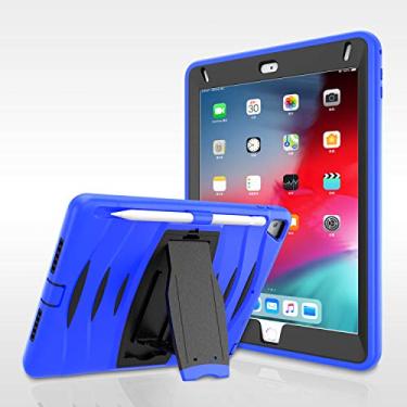 Imagem de QYiD Capa de tablet para iPad 9.7 2018/2017 capa protetora resistente à prova de choque com suporte integrado e caneta solt para Apple iPad Pro 9.7 (2016)/Apple iPad Air 2/6ª/5ª geração, azul