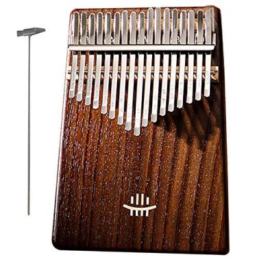 Imagem de Piano de polegar Kalimba de 17 teclas, piano de dedo de madeira maciça marimba, percussão de dedo Mbira, instrumento de piano de polegar para amantes de música, com martelo de afinação, tipo bloco (18