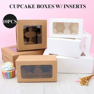 Imagem de Estojo porta-caixas Cupcake Muffin Paper Kraft 2/4/6 cavidades x10