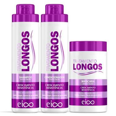 Imagem de Kit Eico Cabelos Longos Shampoo Sem Sal E Condicionador Leave-In 800ml