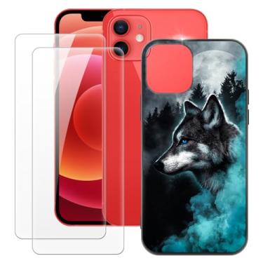 Imagem de MILEGOO Capa para iPhone 12 6.1 + 2 peças protetoras de tela de vidro temperado, capa ultrafina de silicone TPU macio para iPhone 12 6.1 (6,1 polegadas)