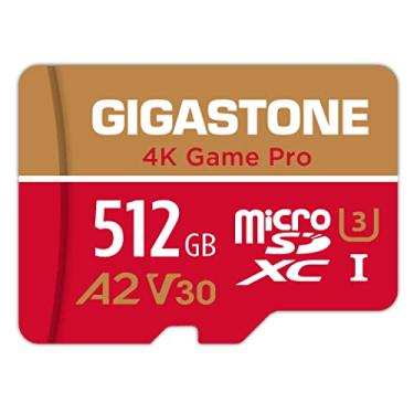 Imagem de [Recuperação de dados gratuita de 5 anos) Gigastone 512 GB Cartão micro SD, 4K Game Pro, A2 V60 MicroSDXC cartão de memória para smartphone, Gopro, Action Cams, vídeo UHD 4K, até 160/100 MB/s, UHS-I U3 C10 com adaptador