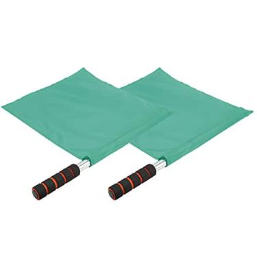 Imagem de 2 Pçs Bandeira do árbitro de Aço Inoxidável Mão Bandeira Pólo Esportes Competição Lineman Bandeira Oficial para Futebol Vôlei Futebol (Verde)