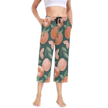 Imagem de Calças de pijama femininas folgadas para mulheres, calças de pijama verde-escuro, estilosas, Pêssego rosa, G