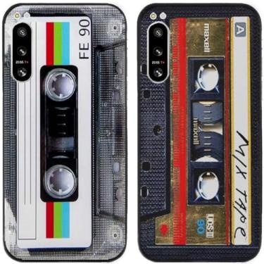 Imagem de 2 peças retrô fita cassete impressa TPU gel silicone capa de telefone traseira para Sony Xperia Series (Sony Xperia 5 IV)