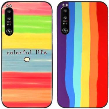 Imagem de 2 peças colorido vida arco-íris impresso TPU gel silicone capa de telefone traseira para Sony Xperia todas as séries (Sony Xperia 1 III)