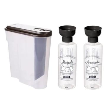 Imagem de Kit Lavanderia 3 Peças Porta Sabão Em Pó Alvejante Amaciante - Plasútil