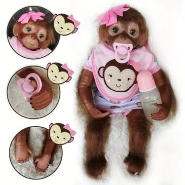 Imagem de Boneca Bebê Macaco Reborn Realista Bonecas Reborn com Toque Suave, Boneca Macaco Realista, Artesanal,50 cm
